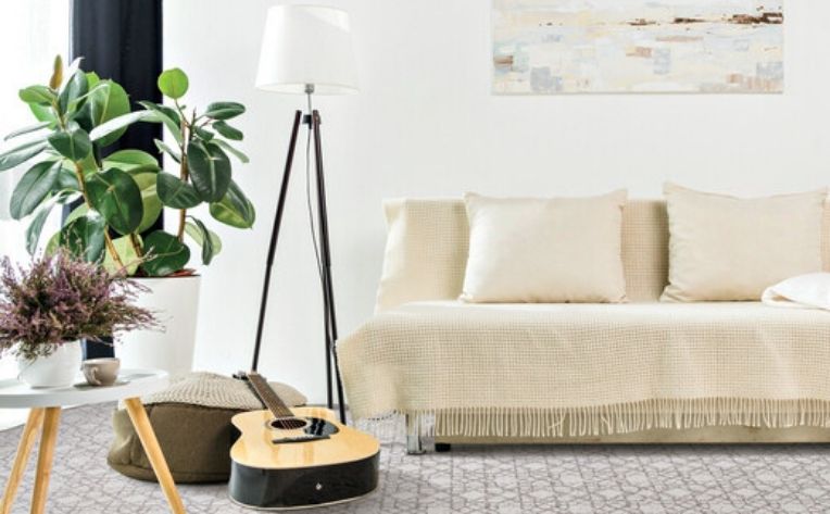 Bohemian Style Living Room Herringbone Floors
